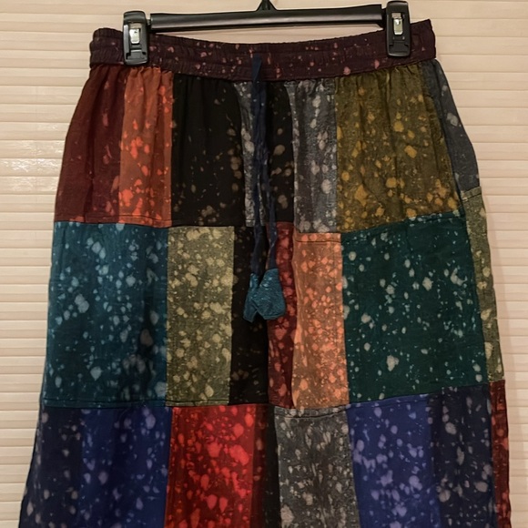 Patchwork joggers, size L/XL with front pockets handmade in Nepal - Picture 2 of 11